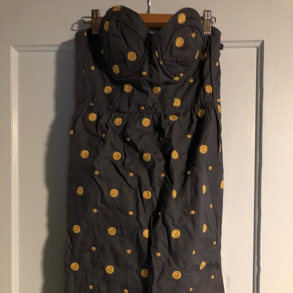 Anthropologie Pencil Polka Dot Strapless Dress